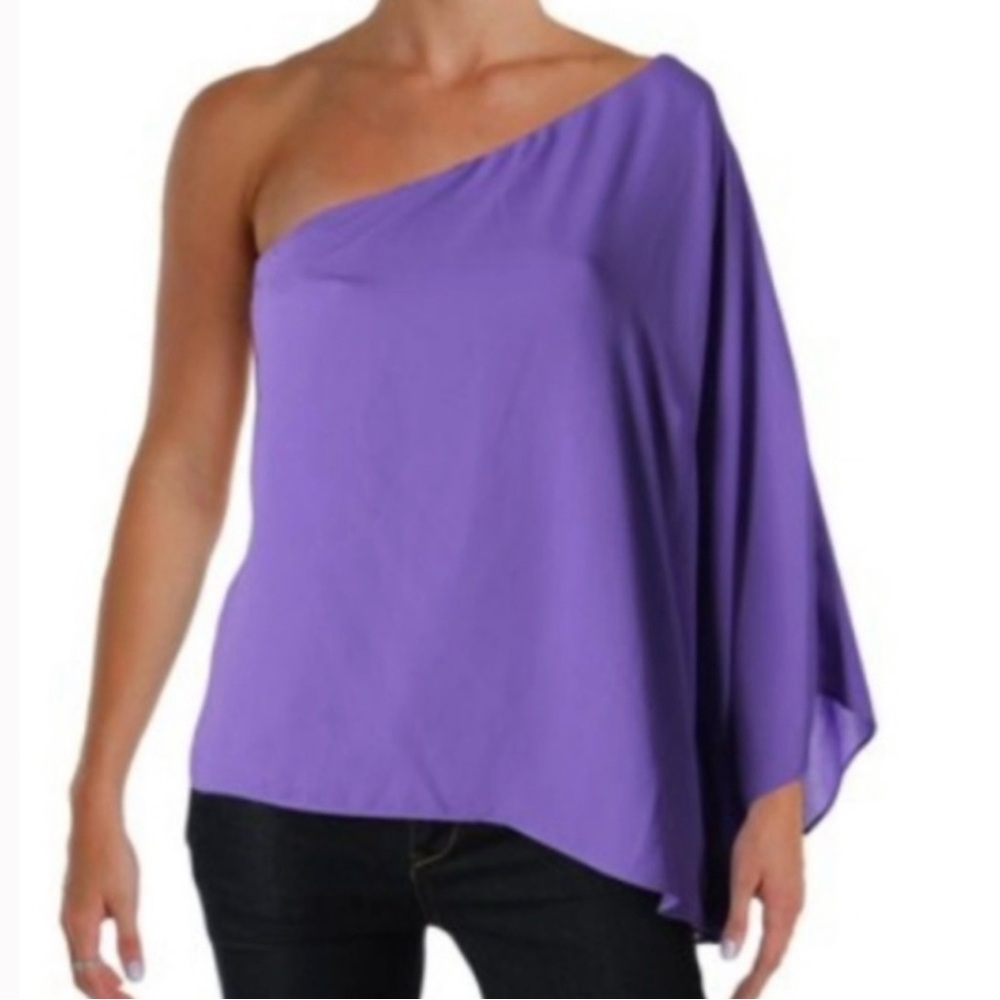 Lauren Ralph Lauren Lilac Purple Asymmetrical One Shoulder Dolman Sleeve Blouse